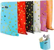 60 Pcs of Plastic Party Gift Bags, Granmagazz Party Favour Bags, Thicker Gift Bags with Handles, Plastic Party Candy Bags with Sparkling Stars, Suitable for all Kinds of Holiday Parties, 6 Colors