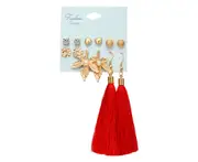 6Pcs Tassel Earrings Female Bohemian Ethnic Style Earrings - 6