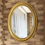美式浴室鏡衛生間鏡子歐式鏡壁掛洗手間橢圓復古裝飾鏡美容院鏡子