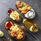 Kitchen Tableware 304 Stainless Steel Tray Golden Cosmetics Tray Candy Dessert
