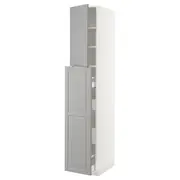 METOD / MAXIMERA hc w p-o func 4drw/1dr/2shlv, white/Bodbyn grey, 40x60x220 cm
