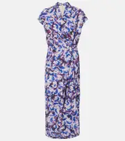 [Dries Van Noten] Dries Van Noten Printed midi dress AU 10 blue