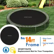 14ft Round Trampoline Jumping Mat 88 Rings Replacement Fit 7" Springs with Tool