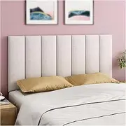 SXEVZOO Peel and Stick Headboard, 3D Self-Adhesive Wall Stickers, Anti-Collision Upholstered Wall Panel Cotton Linen for Bedroom ​Queen Size Bed Décor (Color : Off White, Size : 120x50cm)