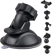 Car Camera Holder, Dashcam Mount with 5 Adapters, 360 Degree Adjustable Suction Mount, Multifunctional Car Dashboard Accessories for Video Recording, Vlog Record