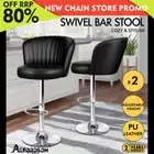 ALFORDSON 2x Bar Stools Gas Lift Leather Bar Chairs Kitchen Swivel Dylan BLACK