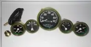 Willys MB Jeep Ford GPW CJ - Speedometer+ Temp+Oil+Fuel+ Amp ( Green Bezel )