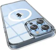 Mgnaooi Magnetic Clear for iPhone 14 Pro Max Case Compatible with Magsafe[Non-Yellowing] [Military Grade Tested] Hard PC with Soft Edges Cover, Slim S