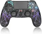 Rii Wireless Controller für PS4, Controller PC mit Doppelter Vibrationsmotor, PC Controller mit 6-Achsen-Gyroskop, PC Controller Wireless mit Bedienfeld, Gamepad PC mit RGB