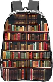 [DRTGEDS] Library Bookshelf Book Clear Backpack,High Capacity Clear Bag For Travel,Work,Festival, Concerts Women Men Unisex