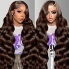 Chocolate Brown Lace Front Wig 13x6 Body Wave Lace Front Wigs Human Hair Pre ...