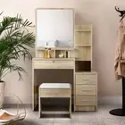 Mirrored Dressing Table Stool Set Vanity Makeup Desk Jewellery Organizer Drawer