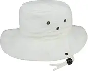 [Mega Cap] MG Men's Brushed Cotton Twill Aussie Side Snap Chin Cord Hat - Beige - Medium