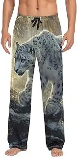 [PDZRMY] Snow Leopard Forest Pajama Pants for Men Men's Separate Bottoms, Lounge Pants with Pockets S
