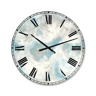 DesignQ 'Pale Blue Shade IV' Coastal Wall Clock for Home Bedroom Bathroom Off...