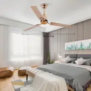 52 Inch Ceiling Fan Remote Control 3 Iron Blades Home DC Motor Bedroom Gold 22W