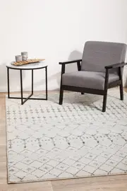 Rug Culture Silver & Off White Geometric Durable Rug (290 x 200cm)