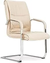 Classic Home Office PU Leather Guest Chair for Reception Office Meeting Conference and Waiting Room Office Home with Arm Rest Desk Task Chair(White)