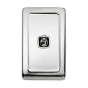 5942 Switch Flat Plate Toggle 1 Gang White Chrome Plated H115xW72mm