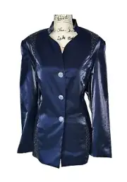 PROVERBS Royal Blue Iridescent Sequins Blazer ￼Size 18W