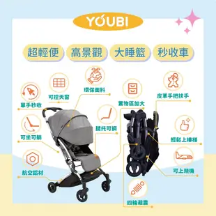 【買一送八】Youbi 全罩高景觀輕量秒收嬰兒推車 可登機 商檢合格 免運 嬰兒手推車 寶寶推車 (8.4折)