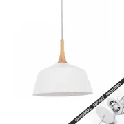 Snap Lighting Nordic Timber and Metal Dome Downlight to Pendant Light Conversion Kit White Medium