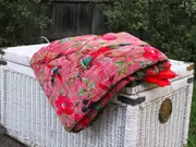 Velvet Quilt Cotton Quilt Patchwork Quilt Handamade Red Velvet Quilt Floral Quilt Comforter Bedspread Baby Quilt Blanket Bedcover Indian