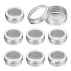 8 Pcs 2 oz Aluminum Round Tins Cans with Clear Lid, Silver
