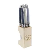 Laguiole Jean Dubost Maison Atelier Steak Knife Set with Block 6 Piece Set