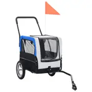 Andala Pets 2-in-1 Pet Bike Trailer Jogging Stroller Grey and Blue