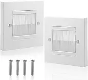 2PCS Cable Entry Cover, White Brush Wall Plate ABS Brush Plate Wall Cable Cover for Covering Outlets, Receptacles and Tidying Cords for Cables