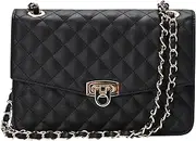 [GM LIKKIE] Quilted Shoulder Bag for Women, Medium Flap Crossbody Handbag with Chain Strap, Soft Vegan Leather Clutch Purse