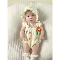 在飛比找ETMall東森購物網優惠-嬰兒連體衣服夏裝薄款新生女寶寶包屁衣公主可愛滿月百天純棉哈衣