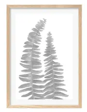 [Profile Australia] Watercolour Fern Leaves Black Art Print A1 Frame in Natural