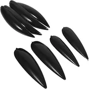 COOLHIYA 5pcs Halloween Witch Nails Black Removable Fake Nails Large Size Manicure Nails Women's Artificial Nails Scratch Resistant