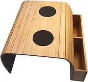 Bamboo Sofa Arm Tray Table Foldable Couch Cup Holder Flexible Anti-Slip Couch Arm Tray with Side Storage Armrest Tray for Drinks Snack Remote Control