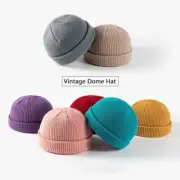 Brimless Knitted Cap Solid Color Bonnet Beanies Vintage Dome Hat Outdoor