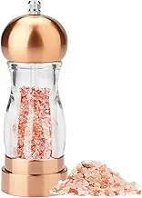 Oaken and Acrylic Salt and Pepper Grinder, 6.5 inch Adjustable Salt and Pepper Shakers, Refillable Manual Salt Pepper Mill (Pink Gold)