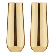 2PK Aurora 500ml Stemless Champagne Glass Water/Juice Drinking Cup Set Gold