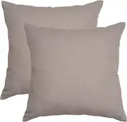 RELY+ Throw Pillow Cover 2PCS Set - Grey - 24 x 24 inch Solid Dyed Cotton Canvas Square Decorative Easter Pillow Covers for Couch Sofa Chair Bed & Home, Only Covers