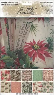 New Tim Holtz Idea-Ology Christmas Worn Wallpaper Scraps