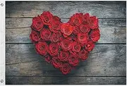 YMXFXP Beautifully Heart Roses Flag Outdoor Double Sided Cute Funny Flags 24” x 36” - UV & Fade Resistant Flag Banner Garden House Decor with 2 Brass Grommets