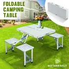 Portable Folding Camping Picnic Table and Chairs Stools Set Aluminium Silver