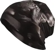 [QMNKLET] Beanie Hats for Men Women Soft Knit Cuffed Beanie French Bulldog Skull Cap Headwear Ski Hat Black, Black, One Size