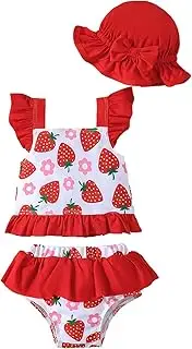 [BIRTHDAY SHARK] Baby Girl Swimsuit Baby Two Piece Bathing Suits Beach Bikini Swimwear with Hat