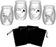 Small Urns for Ashes - Set of 4 1.57 Inch High Aluminium Mini Keepsake Urns for Human/Pet Cremation Ashes - My Mind Still Talks to You
