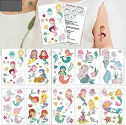 Mermaid Temporary Tattoos(80 designs) - COKOHAPPY Mermaid Assorted Temporary Tattoos For Kids Children Girls Birthday Party Favors Supplies Party Accessories