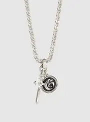 GUESS Silver 2 Pendant Necklace in Black