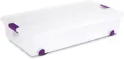 4-Pack Plastic Underbed Storage Box W/ Lid, Clearview Stackable Bins, 60 Qt