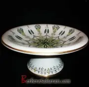 Large Algerian Handmade Berber Fruit Bowl in ceramics - Green Pattern